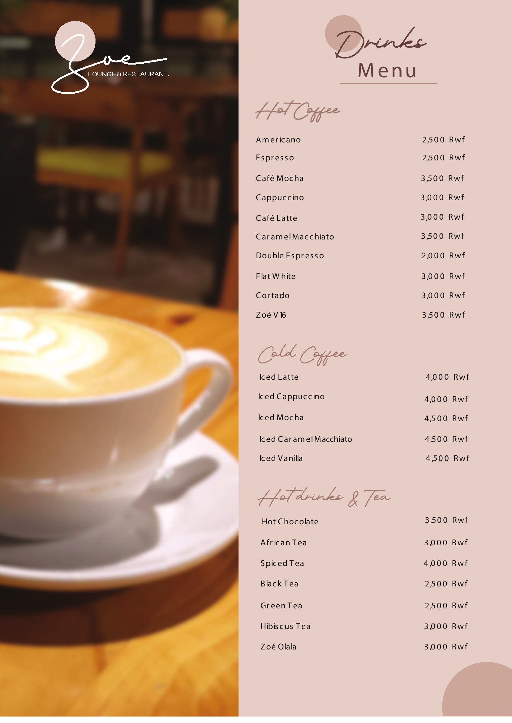 Zoé Lounge & Restaurant menu — page 2