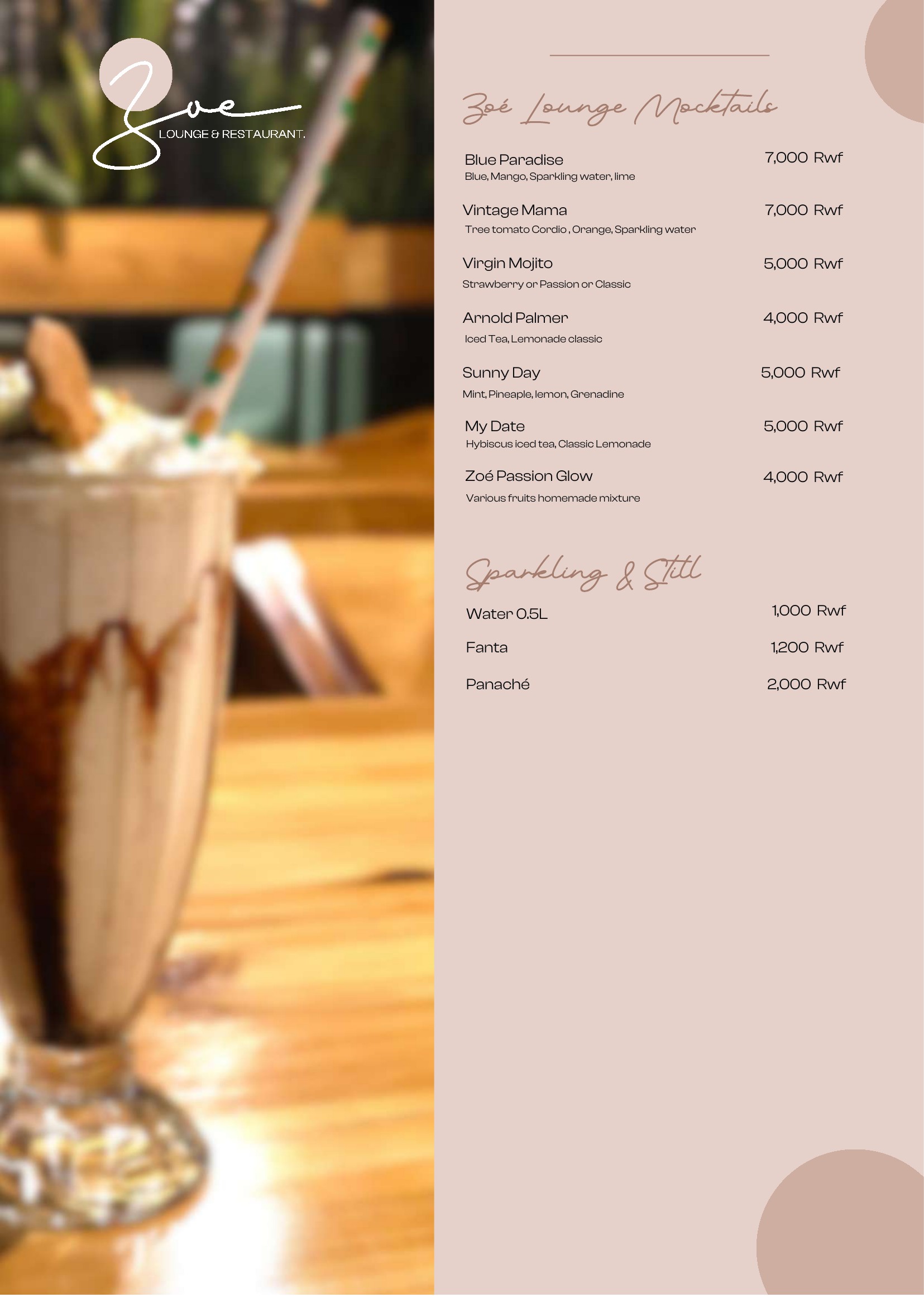 Zoé Lounge & Restaurant menu — page 4