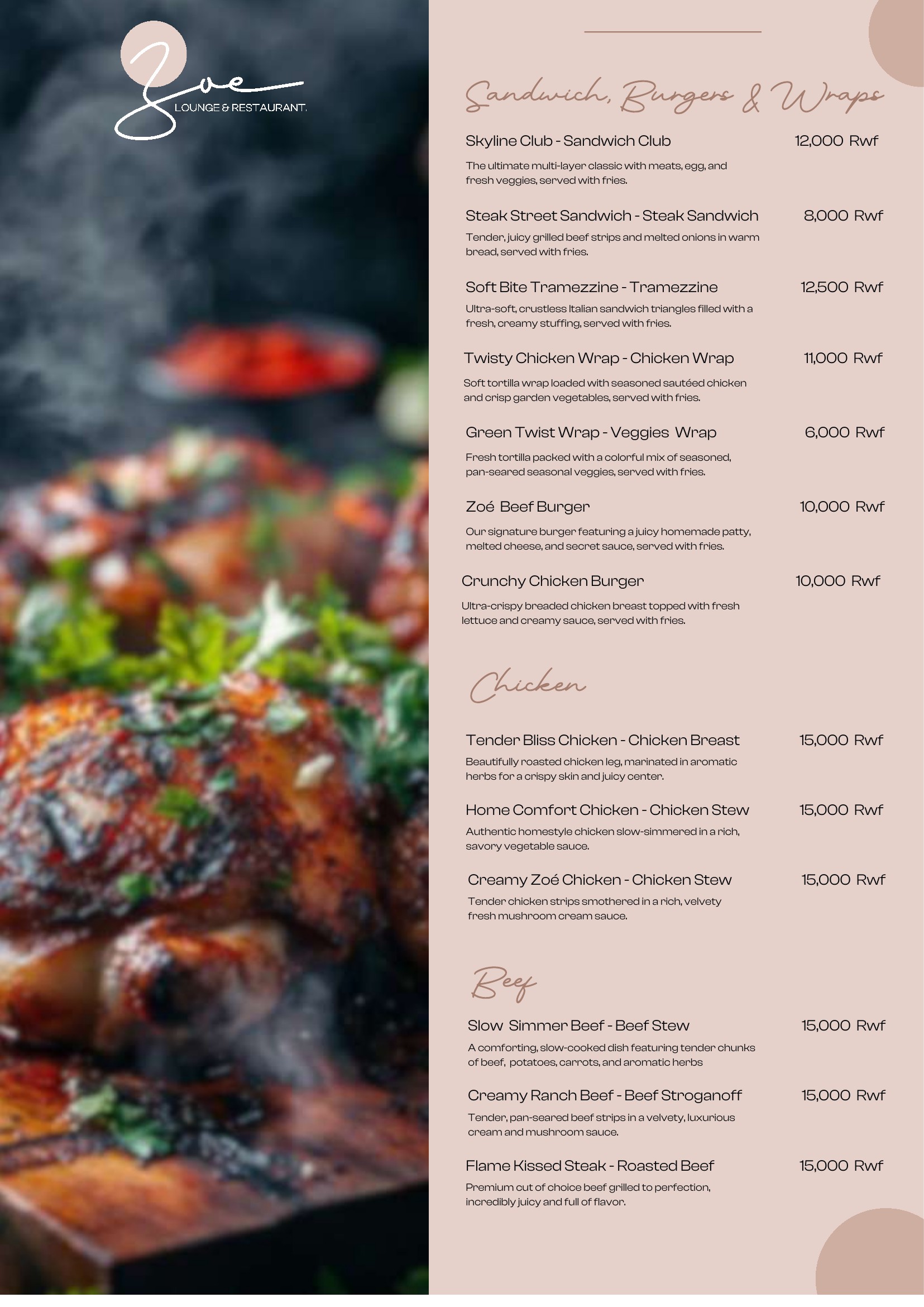 Zoé Lounge & Restaurant menu — page 6