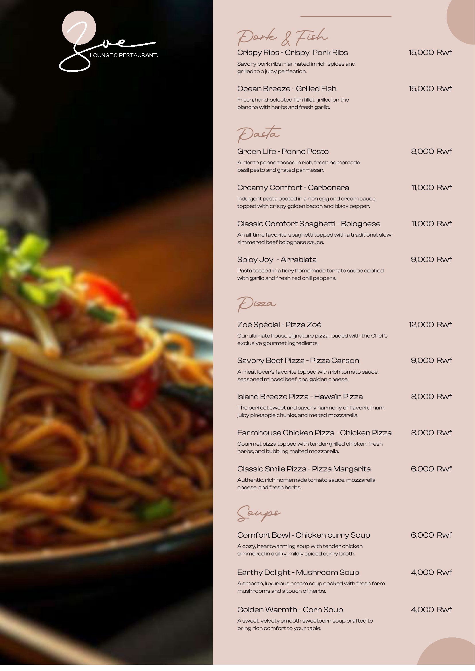 Zoé Lounge & Restaurant menu — page 7